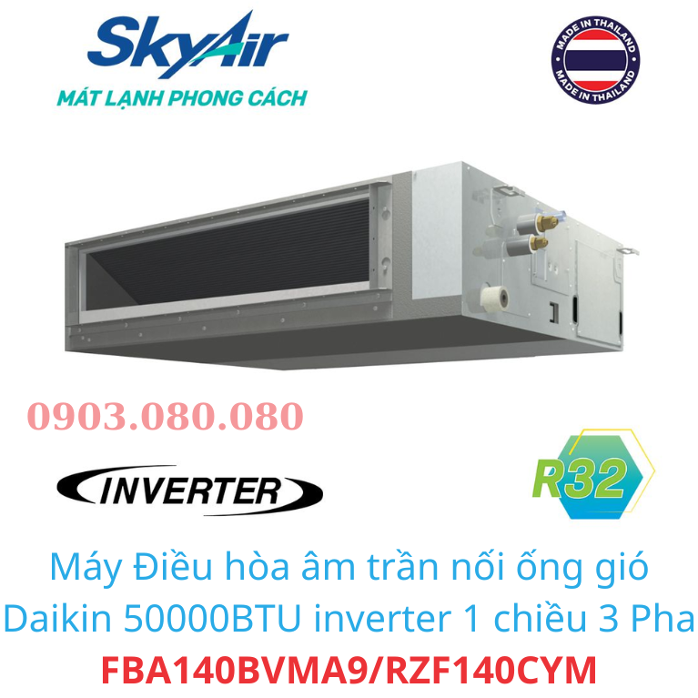 Điều Hòa Daikin FBA140BVMA9/RZF140CYM+BRC1E63 Skyair Giấu Trần Inverter R32 - HRT (3Pha)